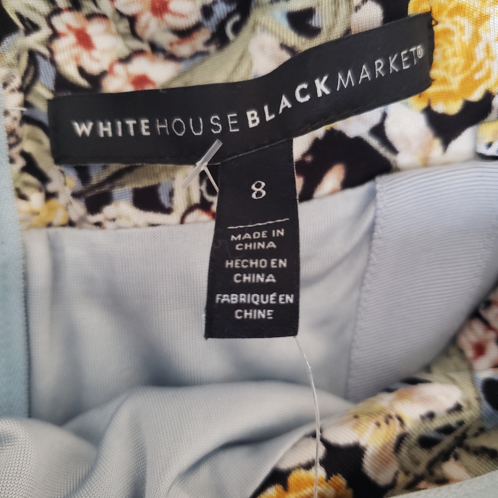 White House Black Market Blue and Yellow Strapless Dress NWT - Picture 6 of 8